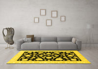 Machine Washable Oriental Yellow Traditional Rug, wshabs3468yw