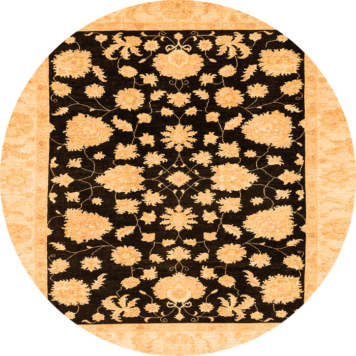 Round Oriental Orange Traditional Rug, abs3468org
