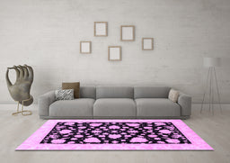 Machine Washable Oriental Purple Traditional Area Rugs in a Living Room, wshabs3468pur