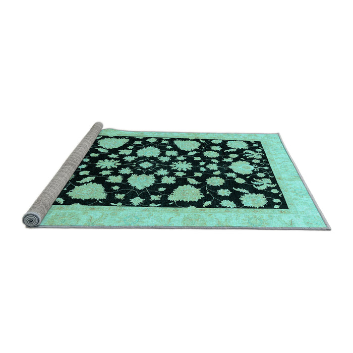 Sideview of Machine Washable Oriental Light Blue Traditional Rug, wshabs3468lblu