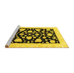 Sideview of Machine Washable Oriental Yellow Traditional Rug, wshabs3468yw