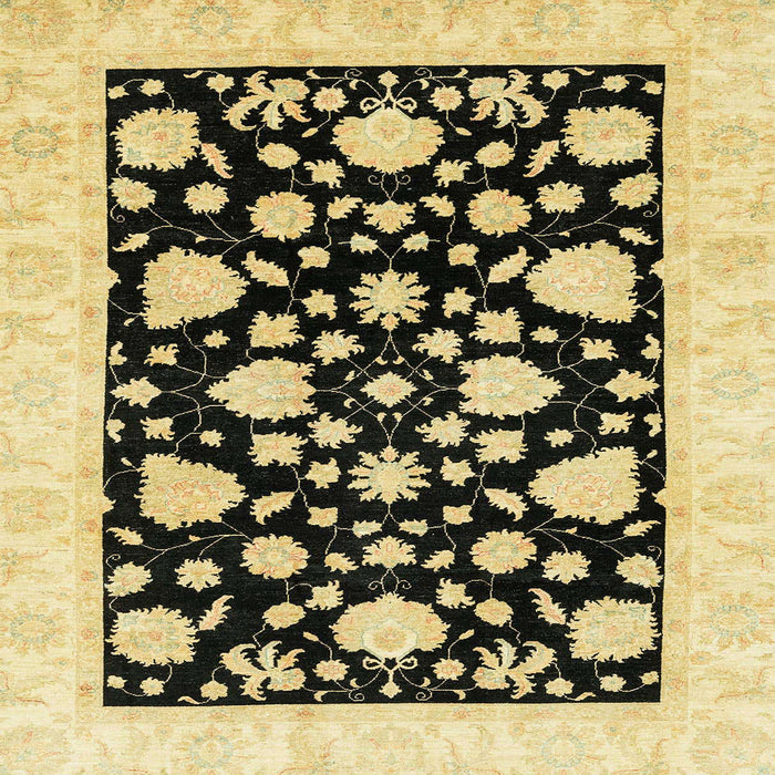 Square Abstract Mustard Yellow Oriental Rug, abs3468