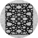 Round Machine Washable Oriental Gray Traditional Rug, wshabs3468gry