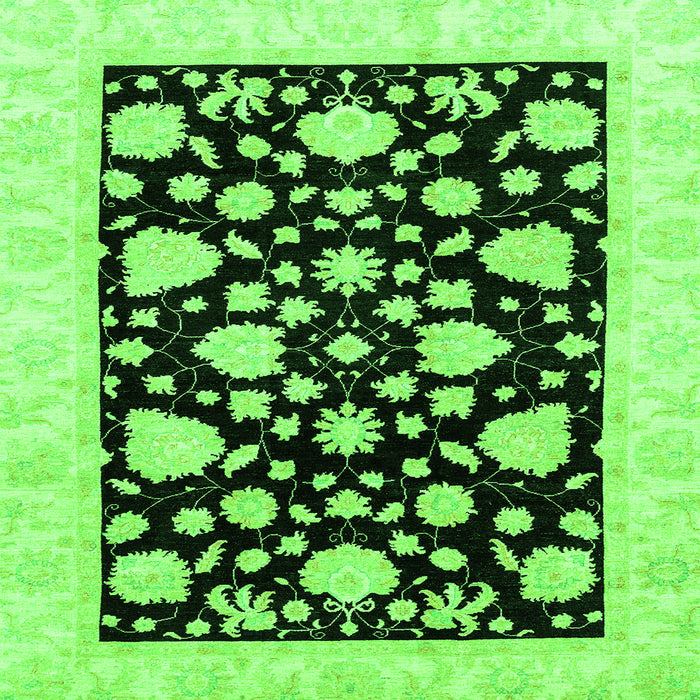 Square Oriental Green Traditional Rug, abs3468grn