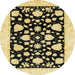 Round Machine Washable Abstract Mustard Yellow Rug, wshabs3468