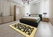 Machine Washable Abstract Mustard Yellow Rug in a Bedroom, wshabs3468