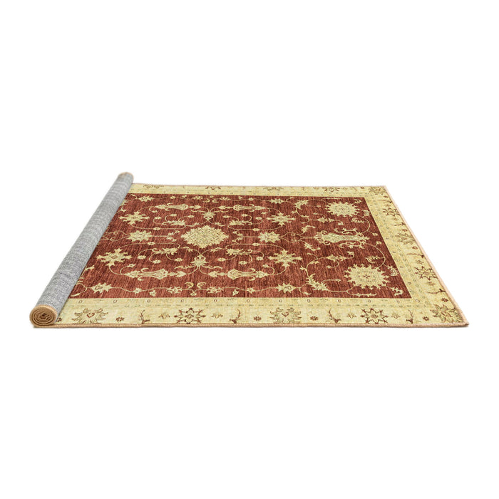 Sideview of Machine Washable Abstract Mustard Yellow Rug, wshabs3469