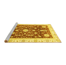 Sideview of Machine Washable Abstract Yellow Modern Rug, wshabs3469yw