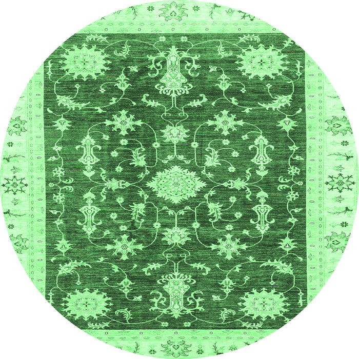 Round Abstract Emerald Green Modern Rug, abs3469emgrn
