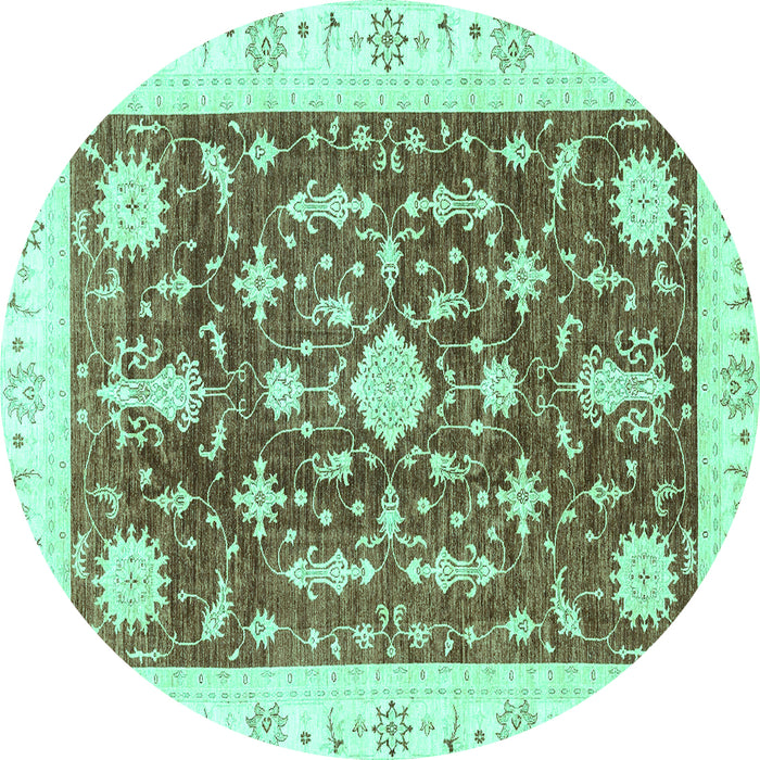 Round Abstract Turquoise Modern Rug, abs3469turq