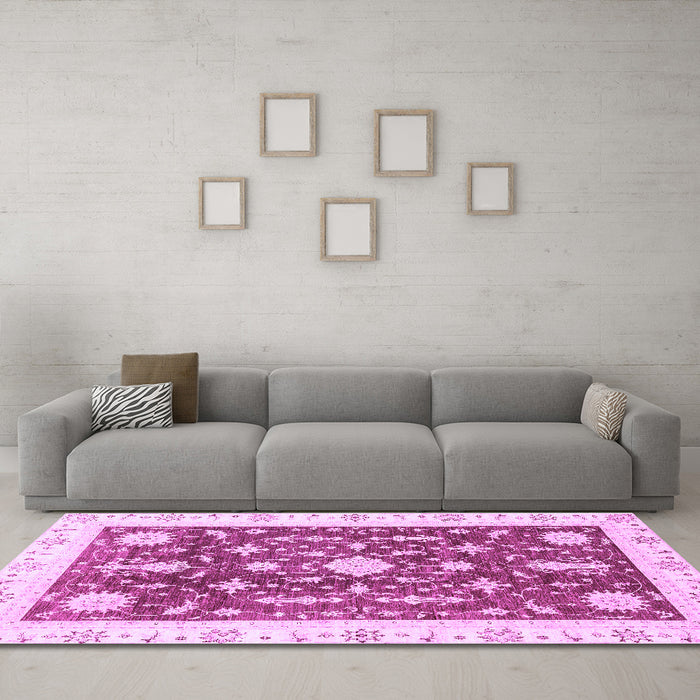 Machine Washable Abstract Purple Modern Area Rugs in a Living Room, wshabs3469pur