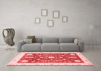 Machine Washable Abstract Red Modern Rug, wshabs3469red