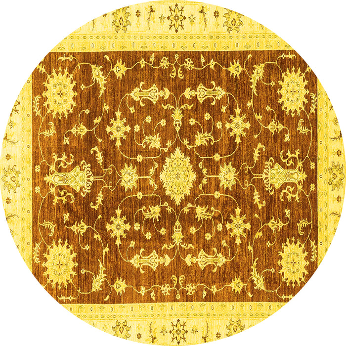 Round Abstract Yellow Modern Rug, abs3469yw