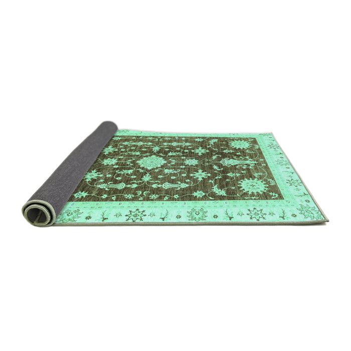 Sideview of Abstract Turquoise Modern Rug, abs3469turq