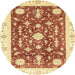 Round Machine Washable Abstract Mustard Yellow Rug, wshabs3469