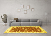 Machine Washable Abstract Yellow Modern Rug, wshabs3469yw