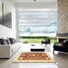 Square Machine Washable Abstract Mustard Yellow Rug in a Living Room, wshabs3469