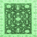 Square Machine Washable Abstract Emerald Green Modern Area Rugs, wshabs3469emgrn