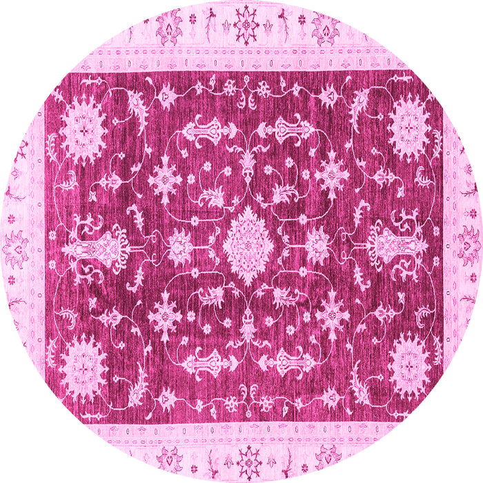Round Abstract Pink Modern Rug, abs3469pnk