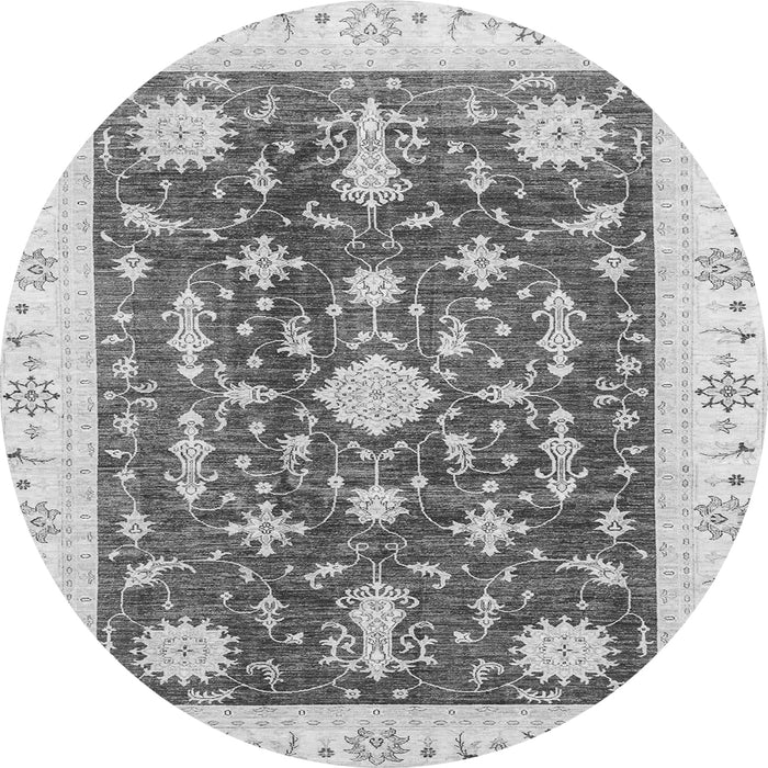 Round Abstract Gray Modern Rug, abs3469gry