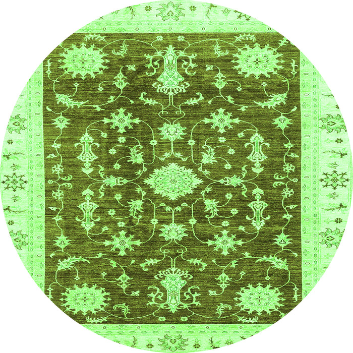 Round Machine Washable Abstract Green Modern Area Rugs, wshabs3469grn