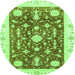 Round Machine Washable Abstract Green Modern Area Rugs, wshabs3469grn