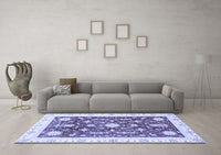 Machine Washable Abstract Blue Modern Rug, wshabs3469blu