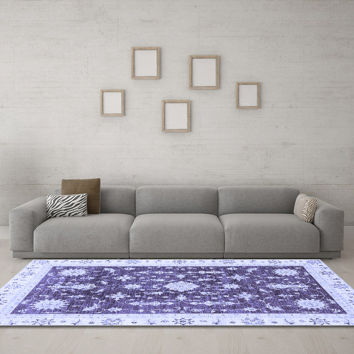 Machine Washable Abstract Blue Modern Rug in a Living Room, wshabs3469blu