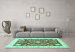 Machine Washable Abstract Turquoise Modern Area Rugs in a Living Room,, wshabs3469turq