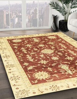 Machine Washable Abstract Mustard Yellow Rug in a Family Room, wshabs3469