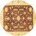 Round Abstract Brown Modern Rug, abs3469brn