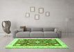 Machine Washable Abstract Green Modern Area Rugs in a Living Room,, wshabs3469grn