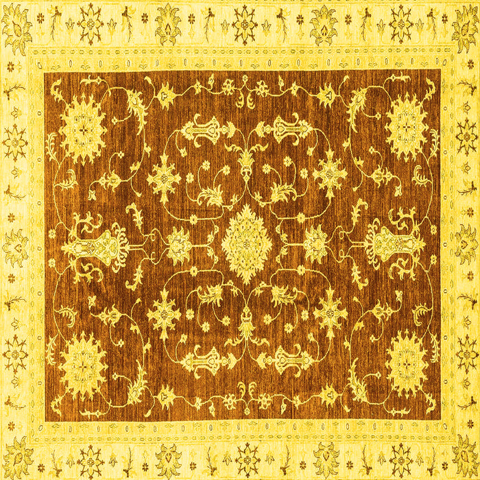 Square Machine Washable Abstract Yellow Modern Rug, wshabs3469yw