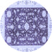 Round Machine Washable Abstract Blue Modern Rug, wshabs3469blu