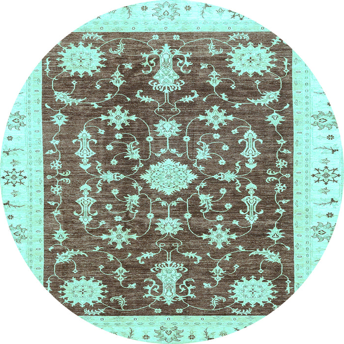 Round Abstract Light Blue Modern Rug, abs3469lblu