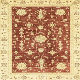 Square Machine Washable Abstract Mustard Yellow Rug, wshabs3469