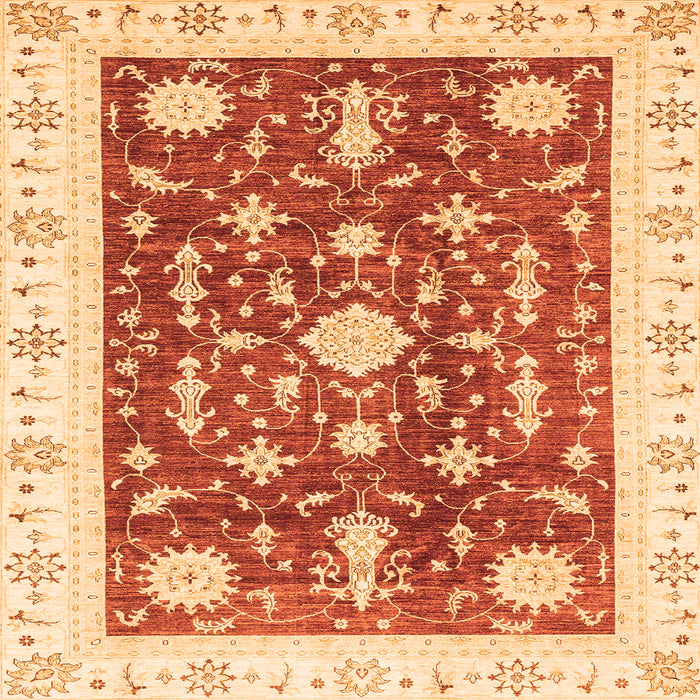 Square Machine Washable Abstract Orange Modern Area Rugs, wshabs3469org