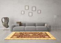 Machine Washable Abstract Brown Modern Rug, wshabs3469brn