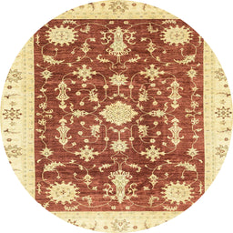 Round Abstract Mustard Yellow Modern Rug, abs3469