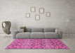 Machine Washable Abstract Pink Modern Rug in a Living Room, wshabs346pnk