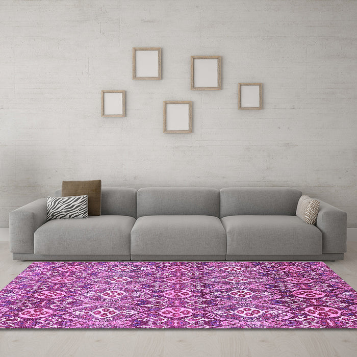 Machine Washable Abstract Purple Modern Area Rugs in a Living Room, wshabs346pur