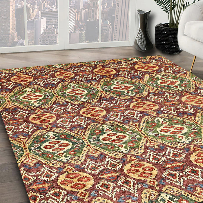 Machine Washable Abstract Tomato Red Rug in a Family Room, wshabs346