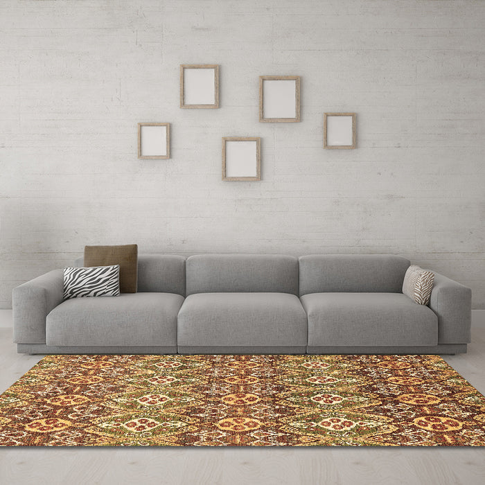 Machine Washable Abstract Brown Modern Rug in a Living Room,, wshabs346brn