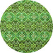 Round Machine Washable Abstract Green Modern Area Rugs, wshabs346grn