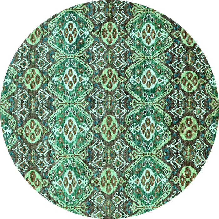Round Abstract Turquoise Modern Rug, abs346turq