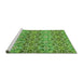 Sideview of Machine Washable Abstract Green Modern Area Rugs, wshabs346grn