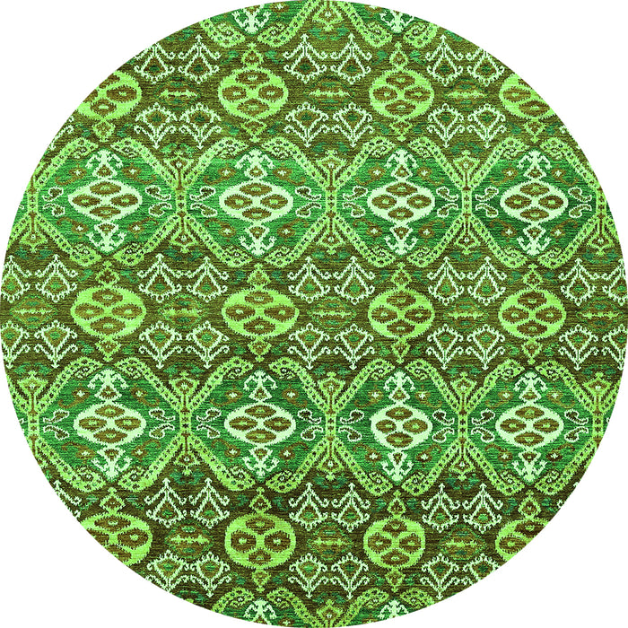 Round Abstract Green Modern Rug, abs346grn