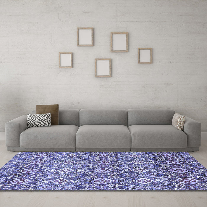 Machine Washable Abstract Blue Modern Rug in a Living Room, wshabs346blu