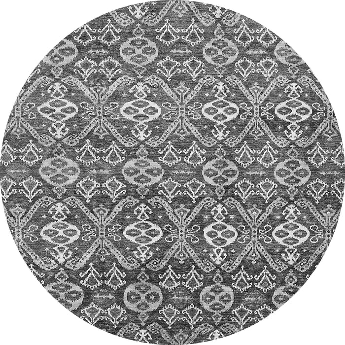 Round Machine Washable Abstract Gray Modern Rug, wshabs346gry