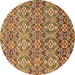 Round Machine Washable Abstract Brown Modern Rug, wshabs346brn